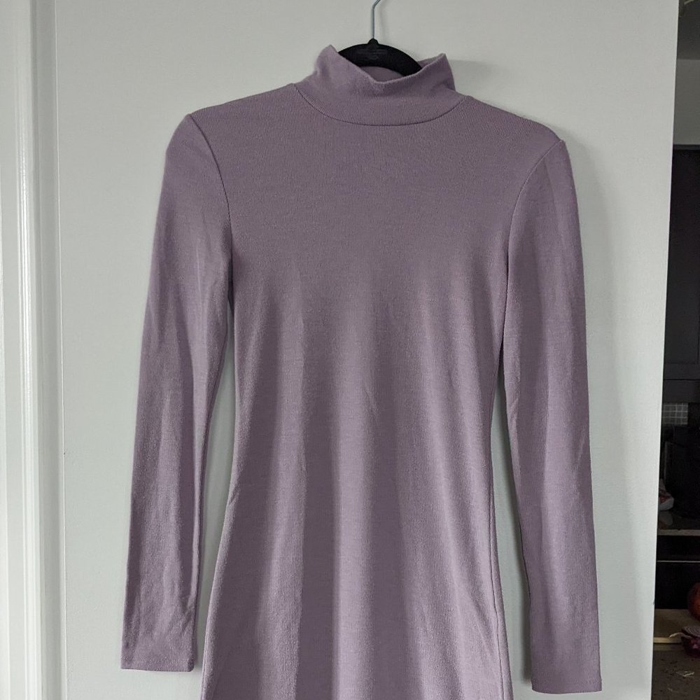 Body con short dress with mock neck